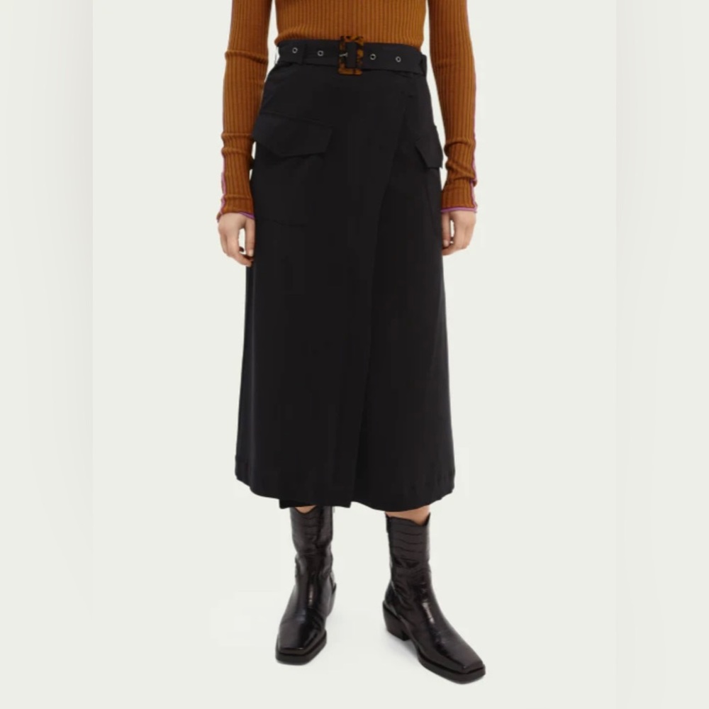 Scotch & Soda Navy Blue Skirt, NWT, High Waisted, Belted with front pockets - Picture 2 of 6